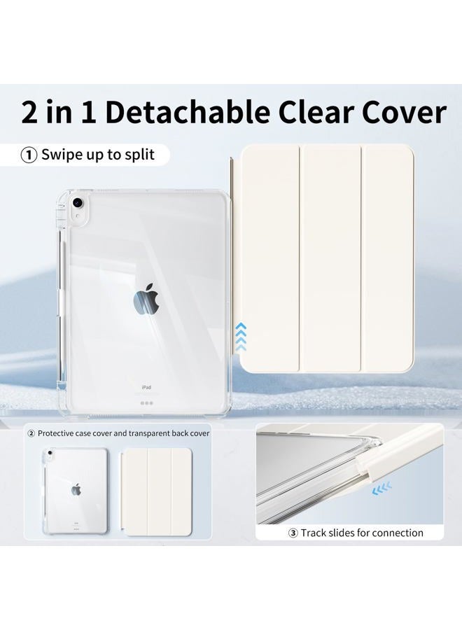 KENKE Hybrid Slim Case for iPad Air 11-inch M4/M3/M2 (2026/2025/2024), iPad Air 5th/4th Generation (2022/2020) 10.9 Inch, 2 in 1 Detachable Sliding Cover with Hard PC Clear Back Shell, Cream White - Image 2