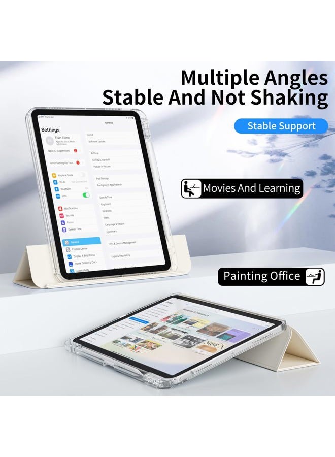 KENKE Hybrid Slim Case for iPad Air 11-inch M4/M3/M2 (2026/2025/2024), iPad Air 5th/4th Generation (2022/2020) 10.9 Inch, 2 in 1 Detachable Sliding Cover with Hard PC Clear Back Shell, Cream White - Image 4