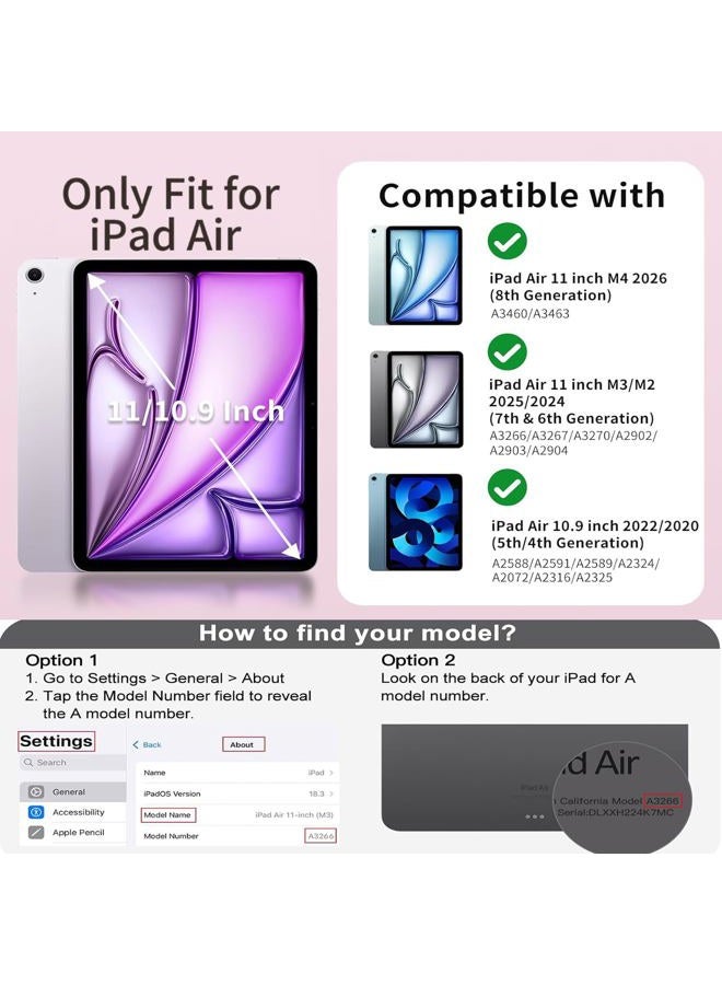 KENKE Hybrid Slim Case for iPad Air 11-inch M4/M3/M2 (2026/2025/2024), iPad Air 5th/4th Generation (2022/2020) 10.9 Inch, 2 in 1 Detachable Sliding Cover with Hard PC Clear Back Shell, Cream White - Image 5
