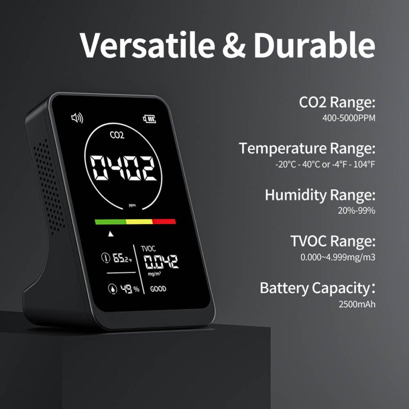 4in1 Air Quality Meter Household CO2 TVOC Tester Portable Temperature Humidity Detector NDIR Sensor Digital Display with Alarm Function - Image 3