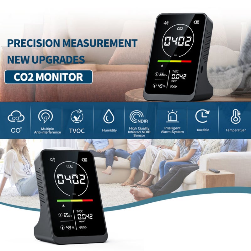 4in1 Air Quality Meter Household CO2 TVOC Tester Portable Temperature Humidity Detector NDIR Sensor Digital Display with Alarm Function - Image 5