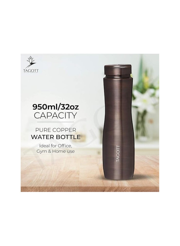 Atlasware TAGOTT Apsara Copper Water Bottle, 1000ml, Set of 1, Wood Brown  - Image 2