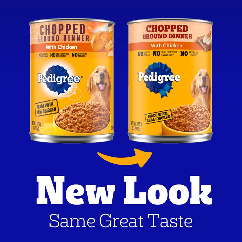 Pedigree Chopped Ground Dinner Adult Canned Soft Wet Dog Food Chicken Flavor, 13.2 oz. Cans (12 Count, Pack of 1) - Image 2