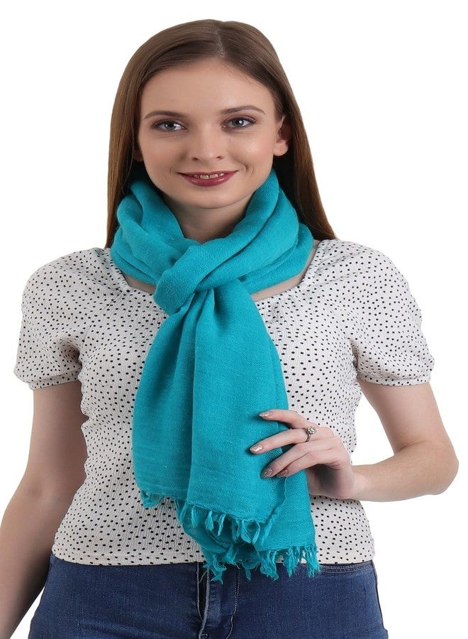 إي أتش وشاح من الكشمير الخالص 100%، منسوج يدوياً بنمط التويل، ناعم كالحرير، شال دافئ من الباشمينا (أزرق مخضر) - Image 2