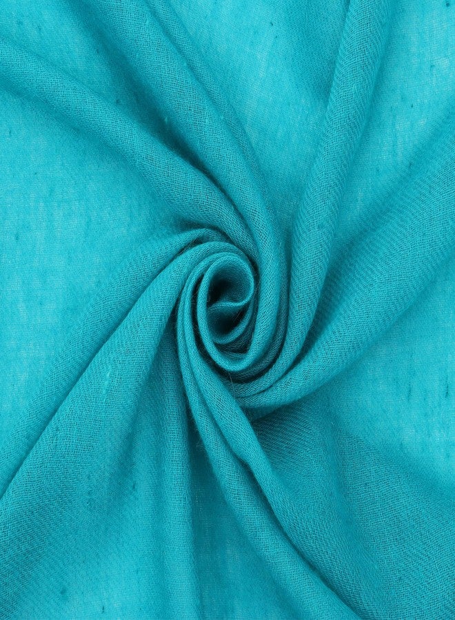 إي أتش وشاح من الكشمير الخالص 100%، منسوج يدوياً بنمط التويل، ناعم كالحرير، شال دافئ من الباشمينا (أزرق مخضر) - Image 5