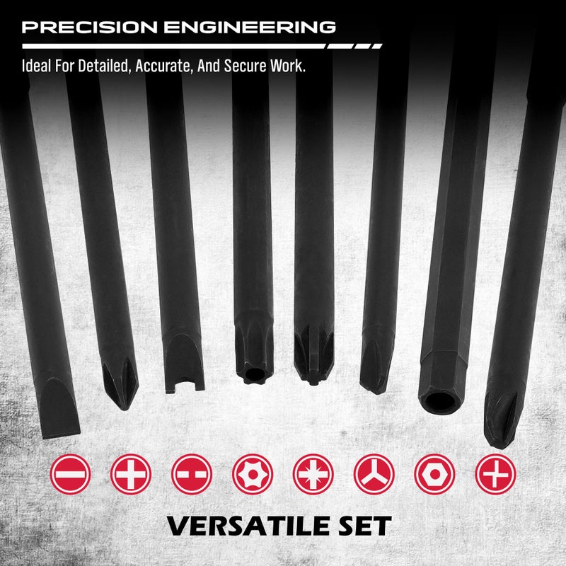 SEDY Extra Long Security Bit Set: 32-Piece S2 Steel Screwdriver Drill Bits for Tamper-Proof Screws, 6" Torx, PoziDriv, Spanner, Tri-Wing - Universal 1/4" Hex Shank for Electric, Impact Drills - Image 5