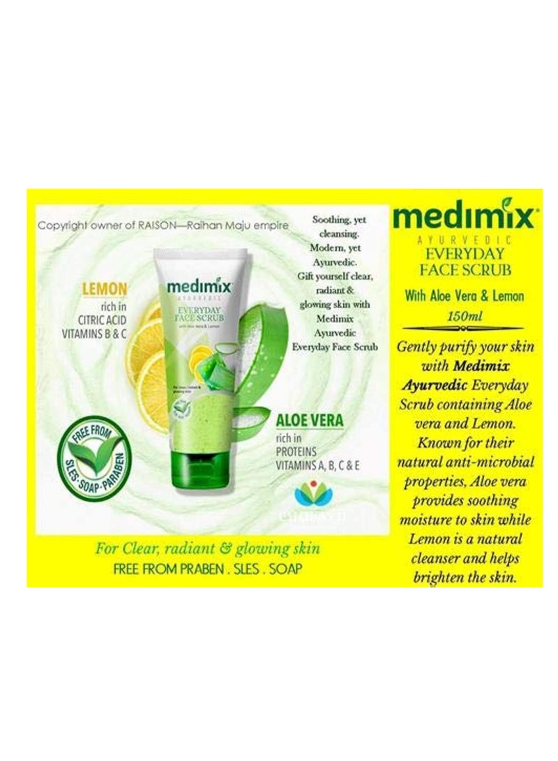 Medimix Ayurvedic Every Day Face Scrub Face Wash with Aloe Vera & Lemon 150ml - Image 1