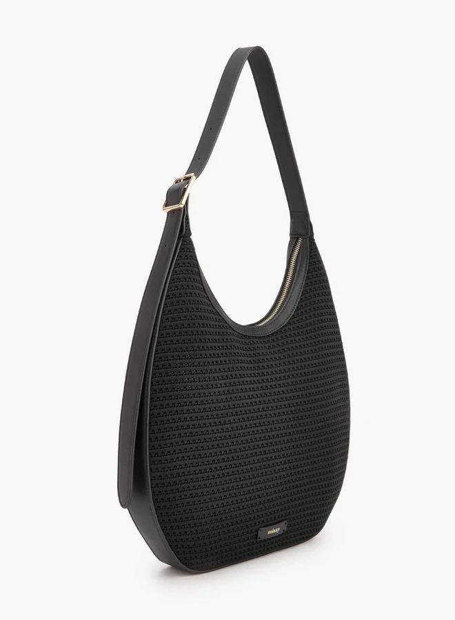 MISSY Textured Shoulder Bag With Zip Closure