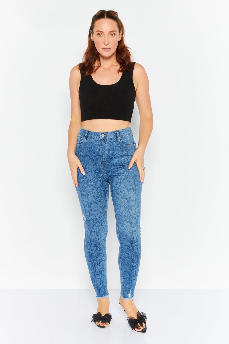 INC Denim Women Skinny Fit High Rise Stretch Jeans, Blue - Image 2