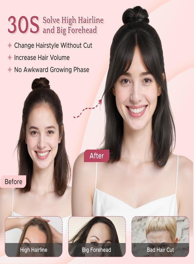 سيجو وصلات شعر سيجو بمشبك، غرة جانبية، شعر بشري طبيعي، قاعدة مربوطة يدويًا، حواف غير مرئية، ناعمة ومريحة، وصلات شعر بمشبك للنساء - جانبي - رقم 2 بني موكا - Image 2