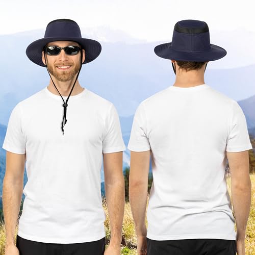 Suncube SUN CUBE Wide Brim Sun Hat for Men Outdoor, Women Sun Protection Safari Hat, Hiking Boonie Hat UV, Fishing Summer Hat for Beach Camping UPF 50+, Navy Blue - Image 2