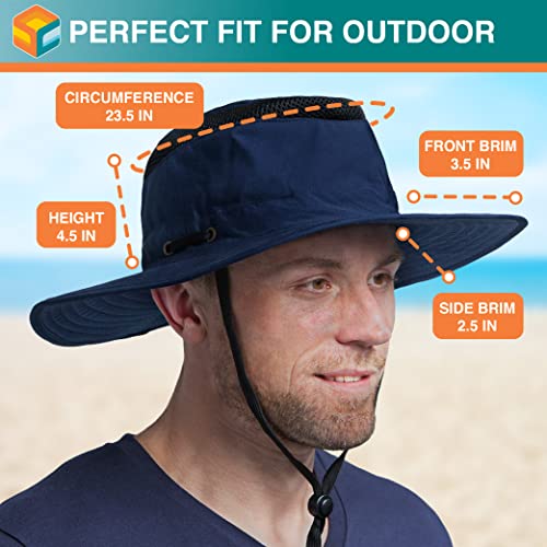Suncube SUN CUBE Wide Brim Sun Hat for Men Outdoor, Women Sun Protection Safari Hat, Hiking Boonie Hat UV, Fishing Summer Hat for Beach Camping UPF 50+, Navy Blue - Image 5