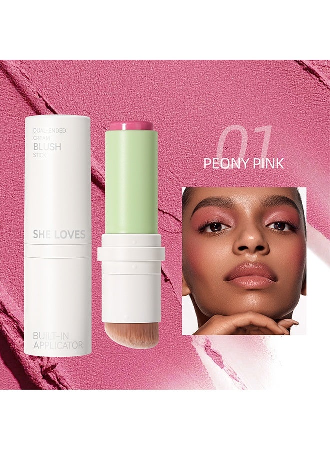 شي لافز عصا أحمر الخدود الكريمية خفيفة الوزن ذات النهايات المزدوجة ، عصا مكياج أحمر الخدود مع رأس فرشاة ، سهلة المزج وطويلة الأمد - Image 2