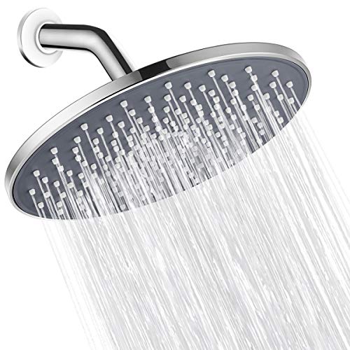 VMASSTONE Large Shower Head VMASSTONE 9In High Pressure Showerhead - Tool Free Installation- with Large Spray Surfaces and 200 Nozzles for Delicate and Unstimulate Shower Experience (EM-001 Chrome/Dark Grey) - Image 1