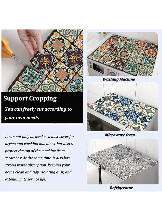 Peachjoy Flowers Washer Dryer Dust Cover Mat For Top Creative Washing Machine Dust Cover Pad Fast Drying Absorbent Mat Top Protector Mat for Kitchen Laundry Room (Retro Style, 23.6 * 19.7'') - Image 5