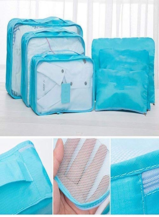 TAGUDA حقيبة تنظيم السفر من تاجودا مكونة من 7 قطع / 6 قطع لتوفير المساحة للرجال والنساء، مكعبات تعبئة الملابس للسفر (6 أكياس - أزرق سماوي) - Image 5