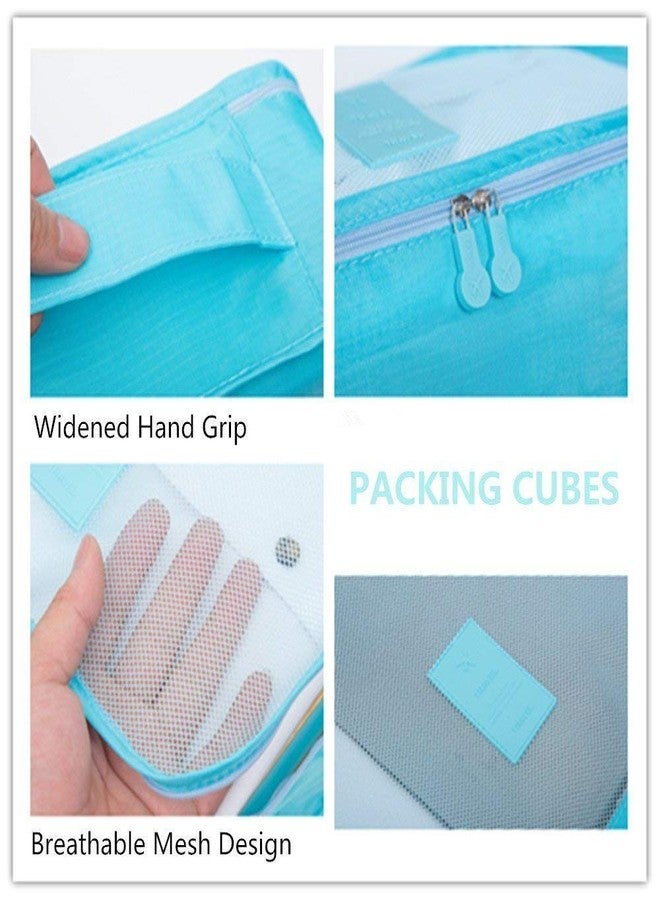 TAGUDA حقيبة تنظيم السفر من تاجودا مكونة من 7 قطع / 6 قطع لتوفير المساحة للرجال والنساء، مكعبات تعبئة الملابس للسفر (6 أكياس - أزرق سماوي) - Image 4
