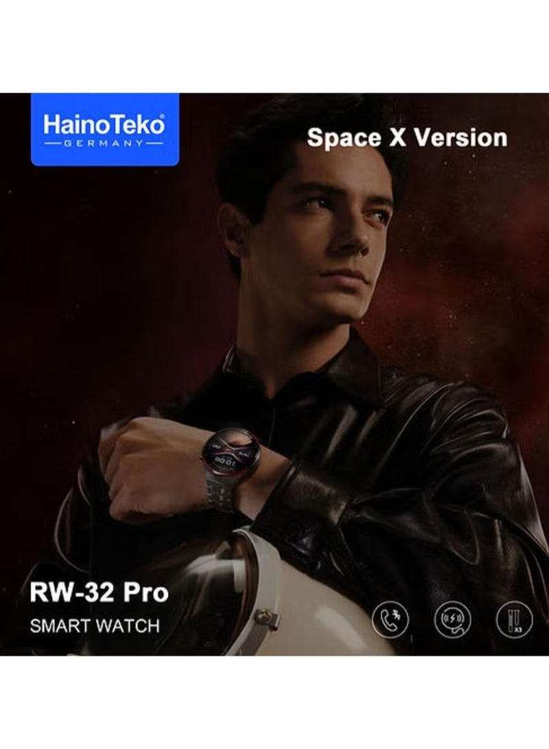 HainoTeko RW32 Pro Space X Version Smart Watch for Men & Boys, Round Shape Curved Display, 3 Pair Straps, Wireless Charger, Black – Stylish Fitness Tracker with Advanced Features - Image 5