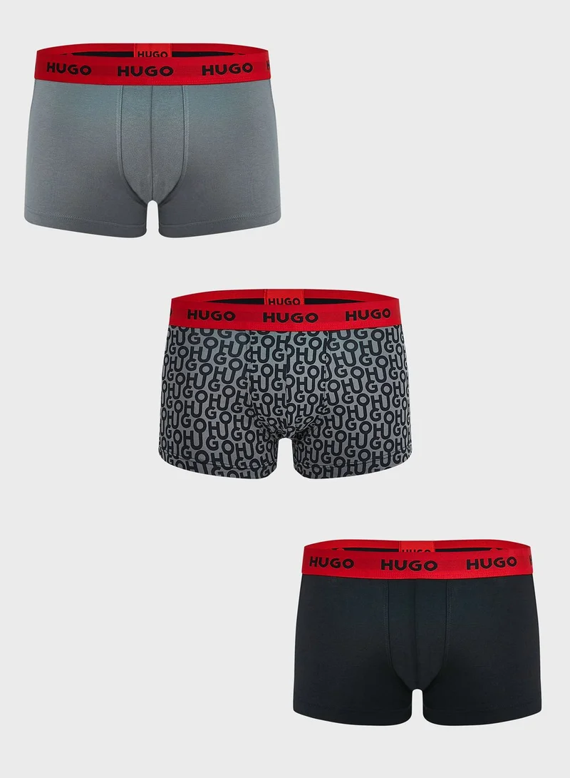 HUGO 3 Pack Logo Band Trunks