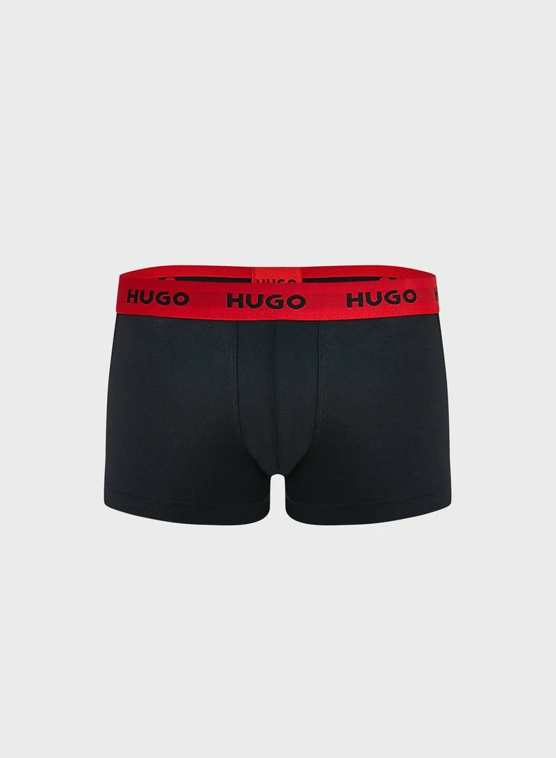 HUGO 3 Pack Logo Band Trunks