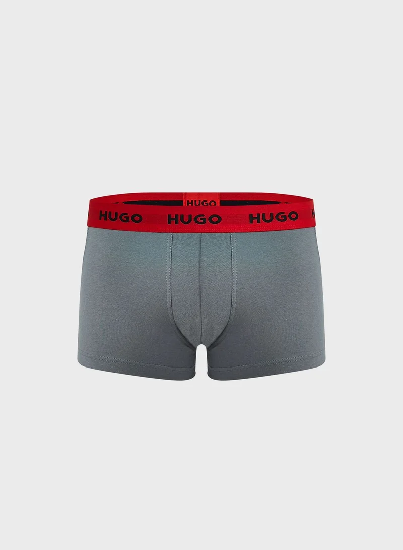 HUGO 3 Pack Logo Band Trunks