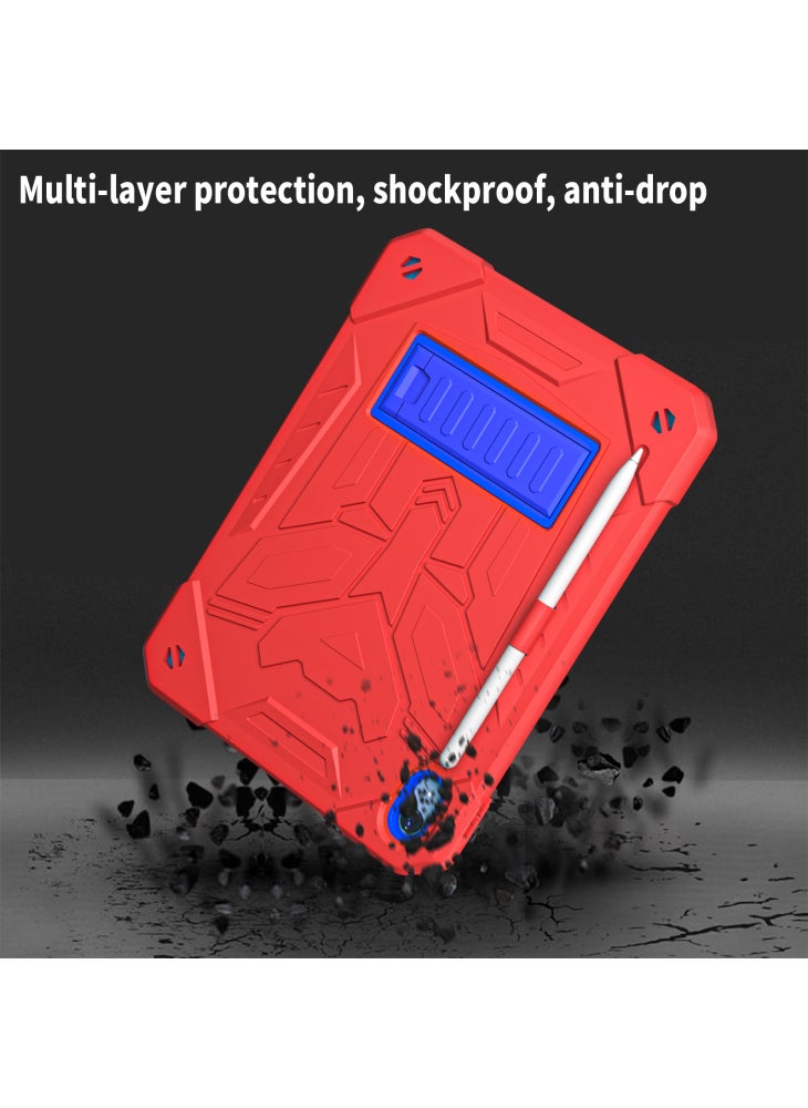 For iPad (2025)/10.9 (2022) Solid Color Tablet Case Kickstand Silicone+PC Rugged Shockproof Cover with Pencil Holder - Red - Image 2