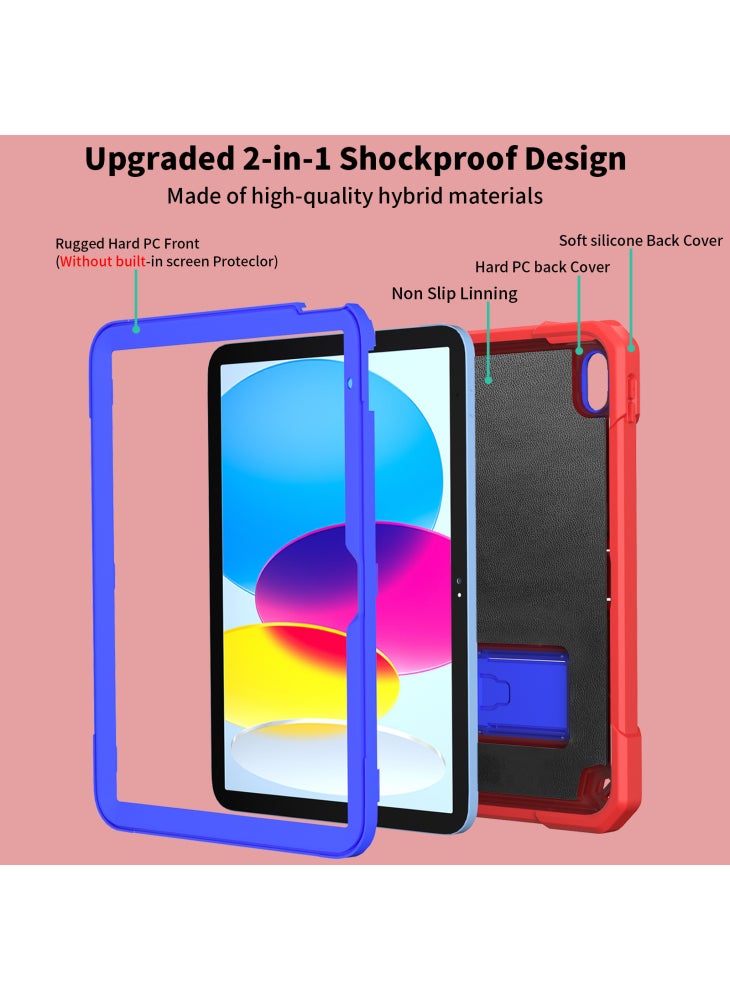 For iPad (2025)/10.9 (2022) Solid Color Tablet Case Kickstand Silicone+PC Rugged Shockproof Cover with Pencil Holder - Red - Image 3