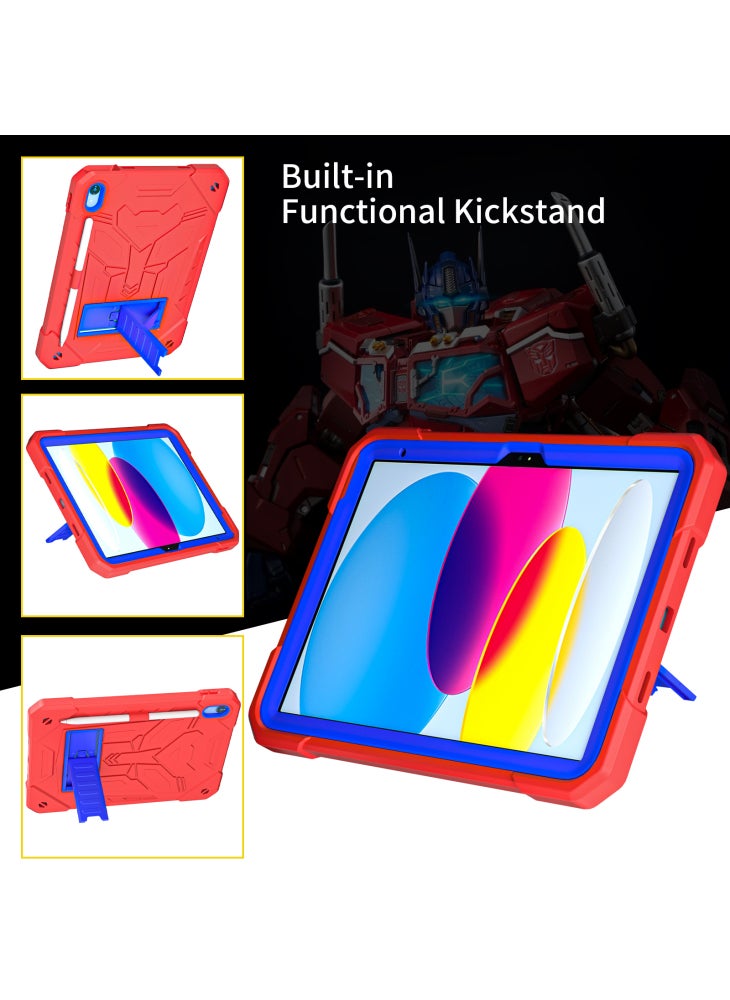 For iPad (2025)/10.9 (2022) Solid Color Tablet Case Kickstand Silicone+PC Rugged Shockproof Cover with Pencil Holder - Red - Image 4