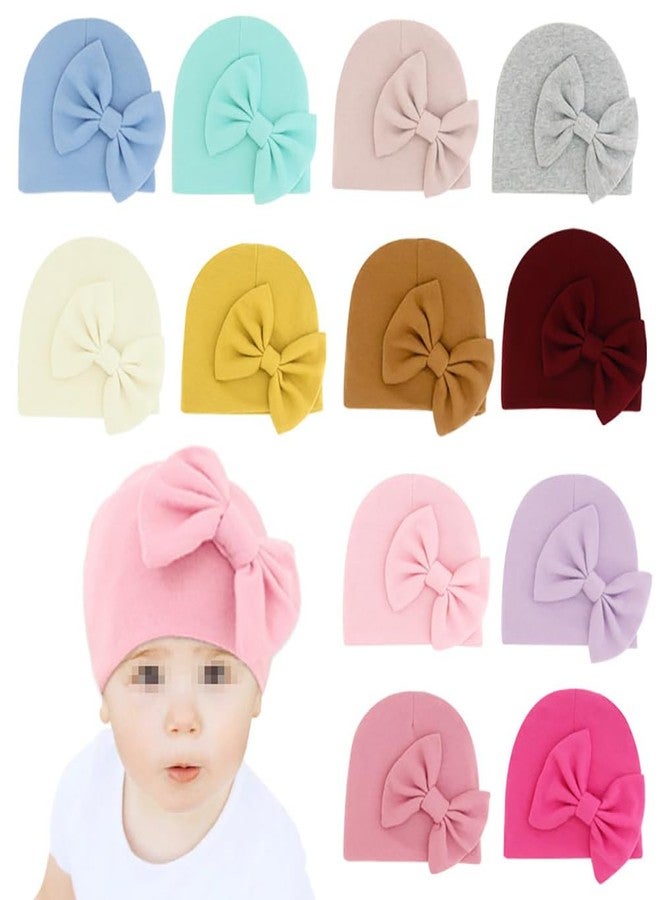 GSHLLO 1 Set Newborn Baby Hospital Hats Mittens Soft Bow Infant Cap Cute Nursery Beanie Baby No Scratch Gloves for Boys Girls White - Image 2