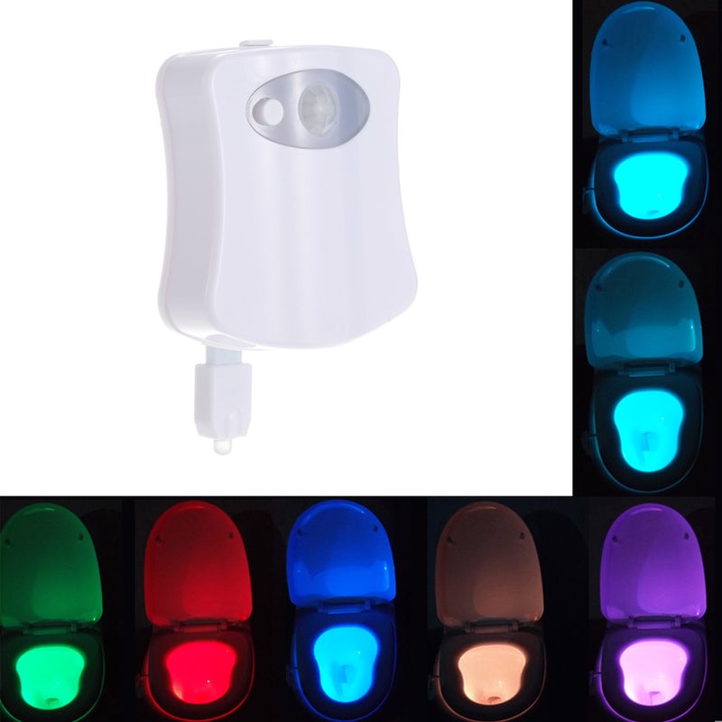 مصباح مرحاض LED بخمسة وألوان يتم تنشيطه بالحركة وحساس للضوء من غروب الشمس إلى شروقها ومُشغّل بالبطاريات - Image 5
