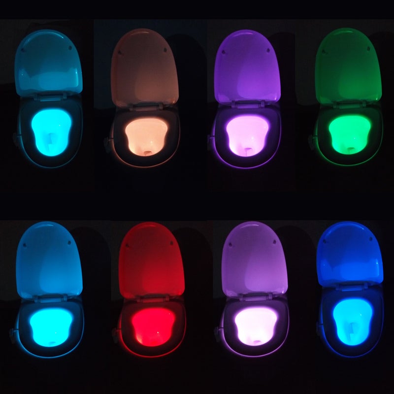 مصباح مرحاض LED بخمسة وألوان يتم تنشيطه بالحركة وحساس للضوء من غروب الشمس إلى شروقها ومُشغّل بالبطاريات - Image 4