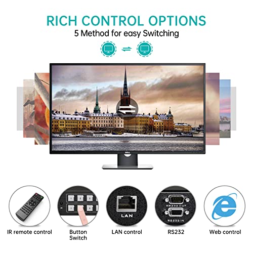 MT-VIKI 4K HDMI Matrix Switch 8X8 w/Web GUI & Audio Extraction w/Remote, 4K@30Hz, Rack Mount Switcher & Splitter, EDID, RS232, LAN Port, APP, Fit 1U 19'' Rack for Conference Room, Church, Bar - Image 3
