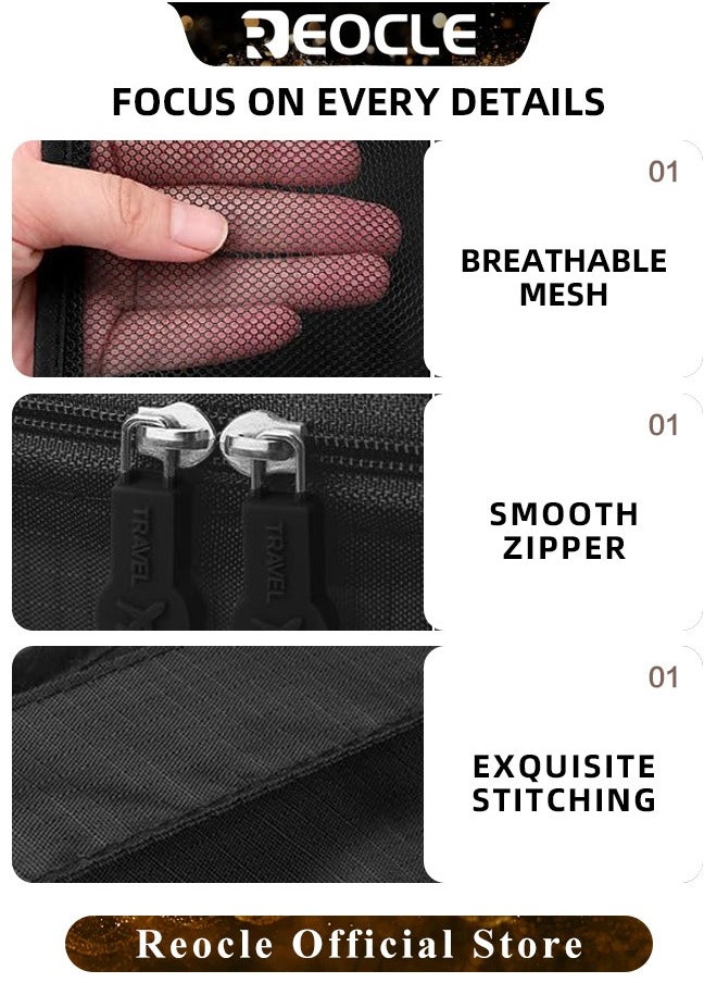 REOCLE - 6pcs Clothes Storage Bags Packing Cube Travel Luggage Organizer Pouch Set Travel Multi-functional Clothing Sorting Packages - Image 1