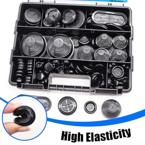 Hmknana 233Pcs Rubber Grommet Kit 4 Styles Closed Firewall Grommet 27 Sizes Rubber Hole Plugs Metric & SAE Rubber Grommets for Wiring, Automotive, Plumbing, Electrical - Image 5