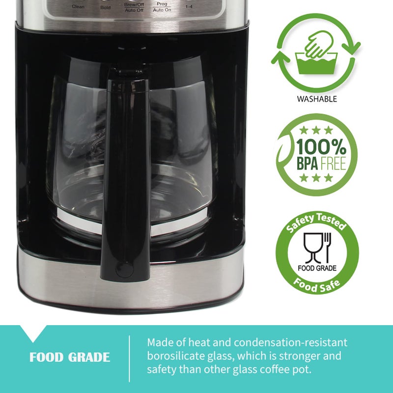 Sendextra إبريق قهوة زجاجي بديل سعة 12 كوب لطرازات ماكينة قهوة كويزينارت DCC-1200، DCC-1100BK، DCC-2650، CHW-12، CHW-12P1، DGB-550BK، DGB-550BK1، DGB-625BC، DGB-700BC، و SS-12 | الجزء# DCC-1200PRC - Image 5