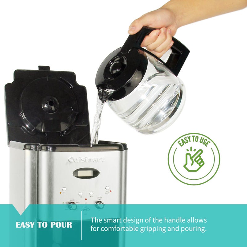 Sendextra إبريق قهوة زجاجي بديل سعة 12 كوب لطرازات ماكينة قهوة كويزينارت DCC-1200، DCC-1100BK، DCC-2650، CHW-12، CHW-12P1، DGB-550BK، DGB-550BK1، DGB-625BC، DGB-700BC، و SS-12 | الجزء# DCC-1200PRC - Image 4