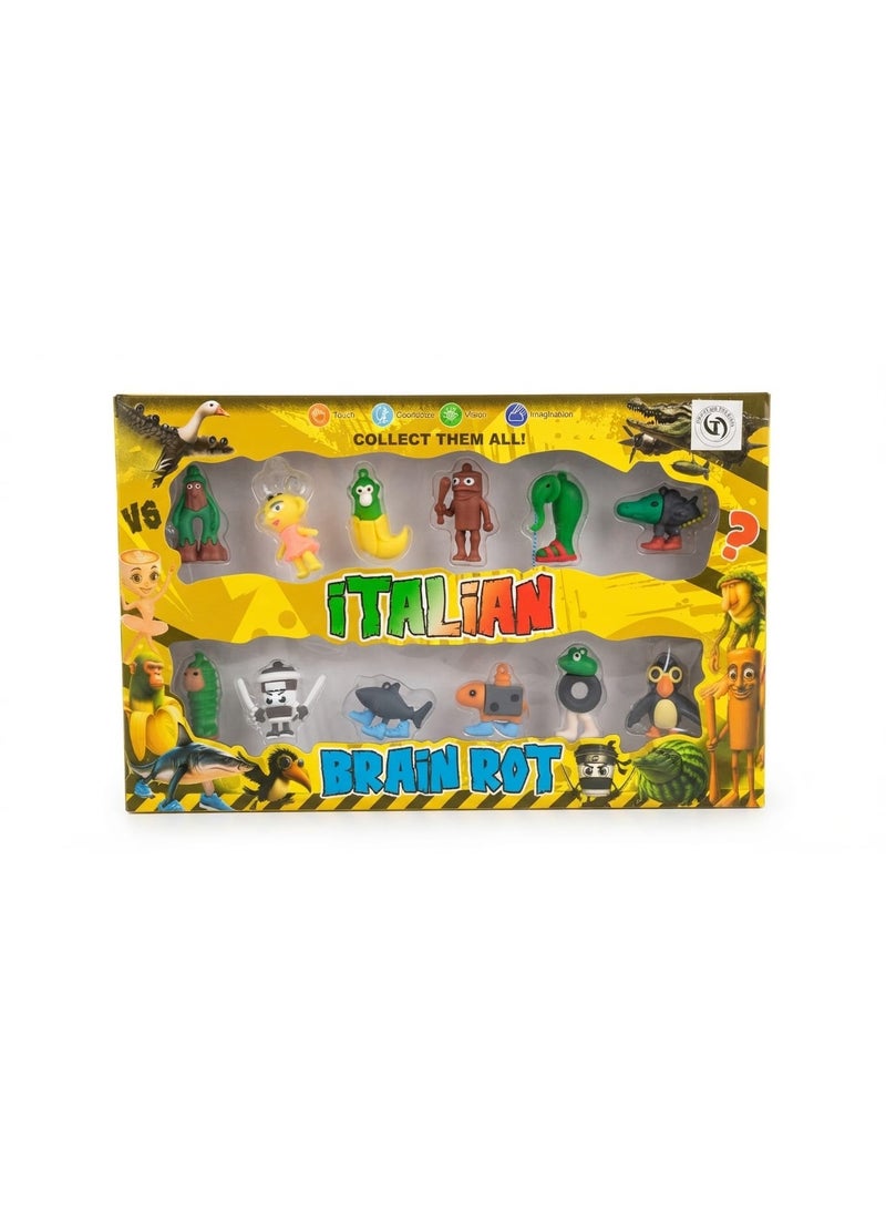 Italian Brain Rot Mini Figures Set 12 Pieces – Mini Collectible Character Toys – Cappuccino Ballerina, Crocodilo Bombardino, Tralalero Tralala and Viral Meme Characters – Small Kids Toy Figures – Collectible Gift Set - Image 2