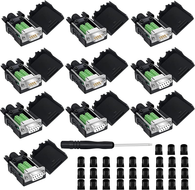 YIOVVOM Connector DB9 RS232 D-SUB Serial Adapters (5PCS Female Adapter +5PCS Male Adapter White) - Image 1