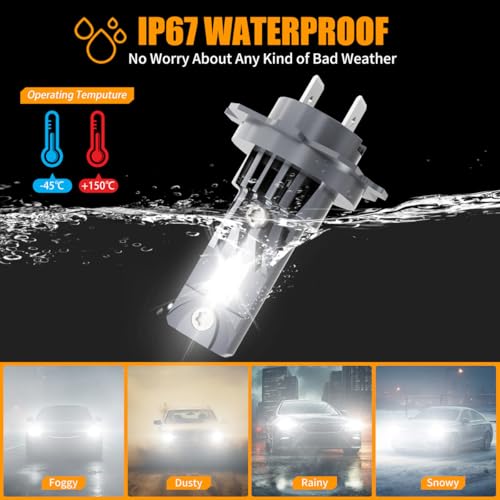 ROADLIT H7 Light Bulbs for VW Jetta (2006-2019), 6000K Cool White, 300% Brighter, High/Low Beam Set, Canbus-Ready, Plug and Play, Pack of 4 - Image 3