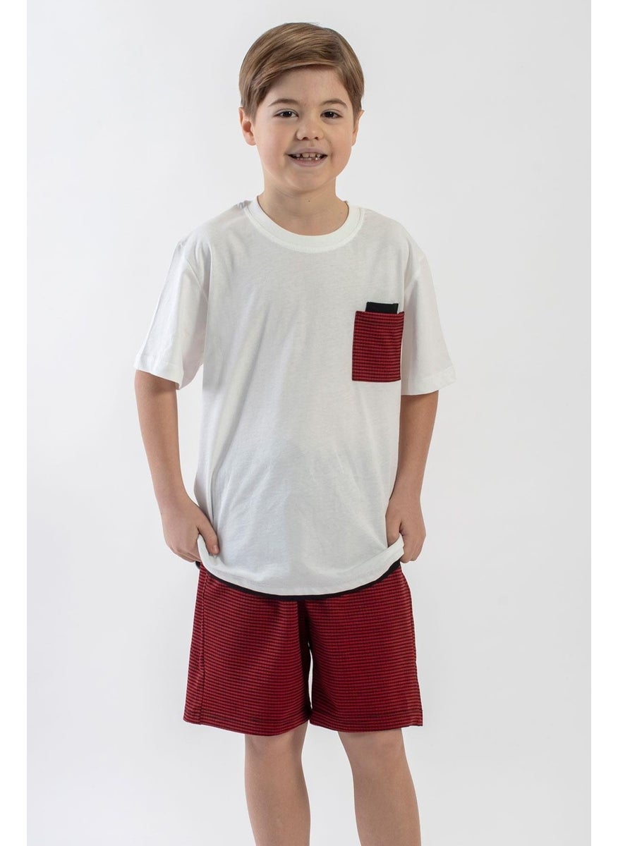 Crew Neck Short Sleeve Ecru Red Color Boy Shorts Set - pzsku/Z52FE565FA68E8EC8725FZ/45/_/1741212733/962b9c5f-5854-4bc1-a03c-9b50d1618b25