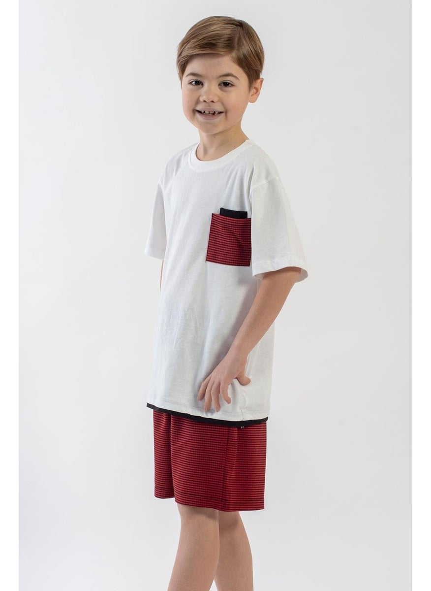 Crew Neck Short Sleeve Ecru Red Color Boy Shorts Set - pzsku/Z52FE565FA68E8EC8725FZ/45/_/1741212736/d7115ea5-5fc8-4225-a2f0-62b085323b59