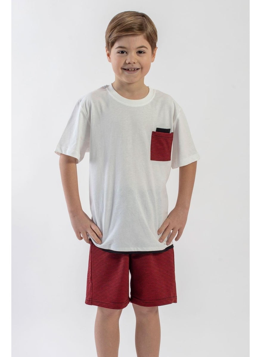 Crew Neck Short Sleeve Ecru Red Color Boy Shorts Set - pzsku/Z52FE565FA68E8EC8725FZ/45/_/1741212737/9dae2aa2-f8e2-494e-9555-b769aa4977c5