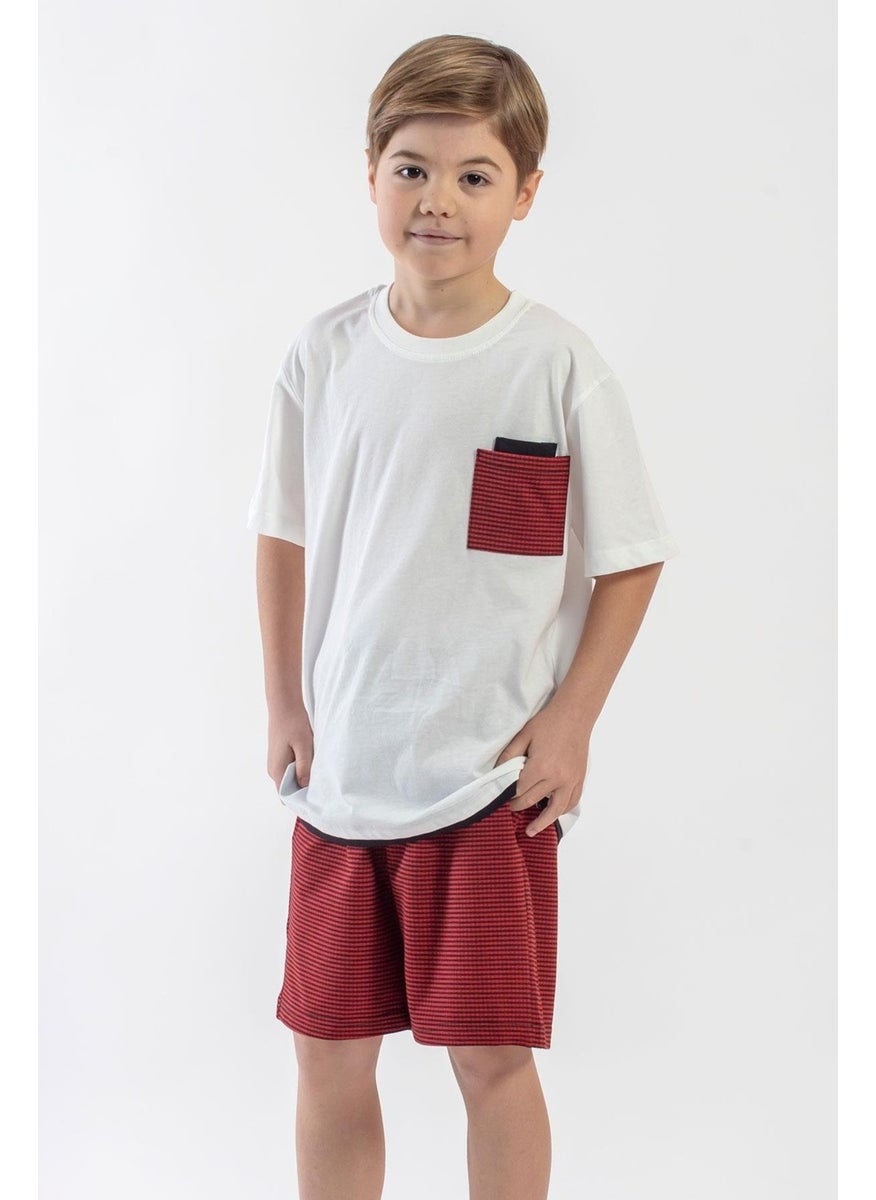 Crew Neck Short Sleeve Ecru Red Color Boy Shorts Set - pzsku/Z52FE565FA68E8EC8725FZ/45/_/1741212741/24ef5351-cc01-4864-a31e-270967973b96