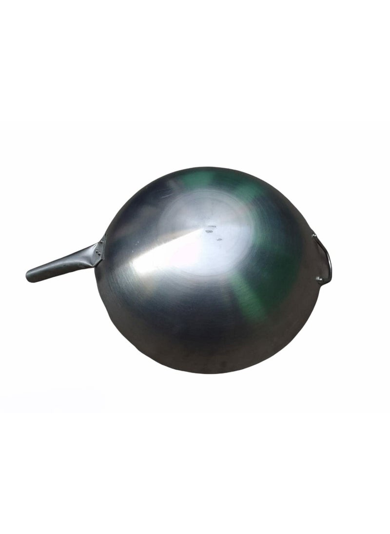 AS A S Stainless Steel Heavy Weight Shiny Finish Original Chinese Wokkadhai with Steel Duble Handle kadhaiHeavy WeightCooking Wok Best use in Home and Hotels 14 inch 35 CM  - Image 4