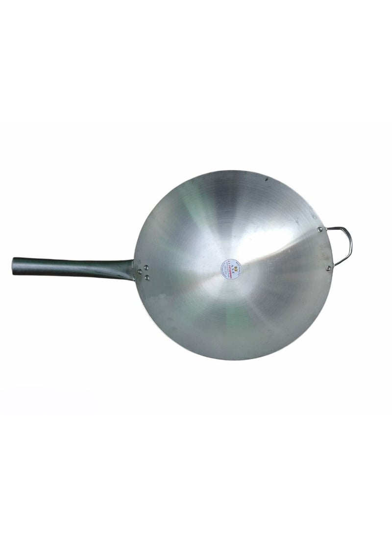AS A S Stainless Steel Heavy Weight Shiny Finish Original Chinese Wokkadhai with Steel Duble Handle kadhaiHeavy WeightCooking Wok Best use in Home and Hotels 14 inch 35 CM  - Image 5