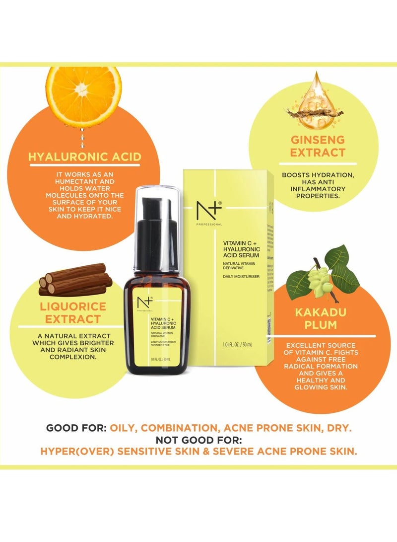 N Plus Professional N Plus Vitamin C 20%, Hyaluronic Acid Face Serum, Brighten, Hydrate, and Rejuvenate for a Youthful Glow - Image 3
