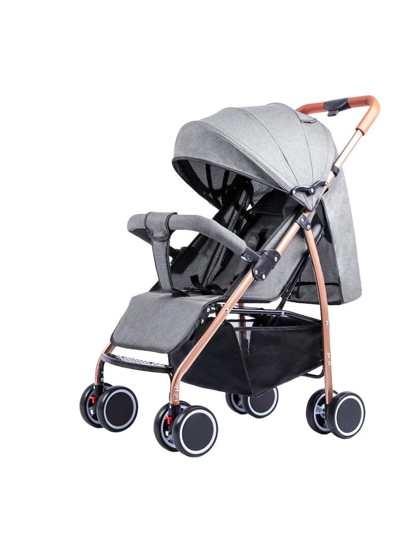 Generic Bidirectional Baby Stroller With Lightweight Shock Absorption Sitting And Lying Down Foldable Newborn Portable Stroller（Grey）  - Image 1