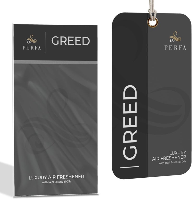 Perfa 3PCS Greed Disposable Card Car Air Fresheners for Men | Long Lasting Car Air Freshener with Greed Fragrance | Lasts for 1 Week | Strong Automotive Perfume with Odour Eliminating Technology by Perfa - Image 2