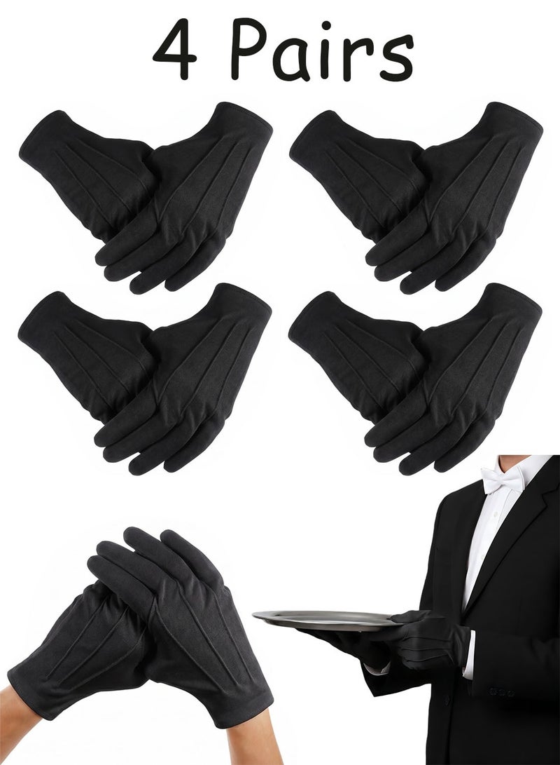 4 Pairs  Polyester Formal Gloves, 22Cm 8.66 Inch Costume Dress Gloves For Men Women Wedding Party Performance - Image 1