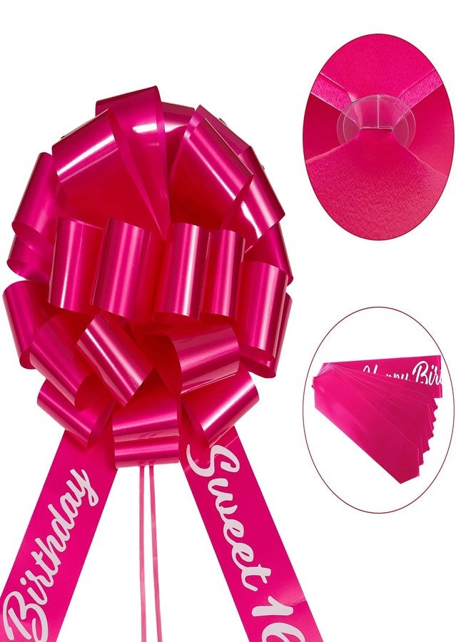 Bmpzery Rose Red Car Bow with Happy Birthday Sweet 16,Giant Happy Birthday Pull Bow with 20ft Ribbon for Car,Big Ribbon Decorative Cars Bows,for Birthdays Party Decorations and Gift Wrapping(20 Inch - Image 5